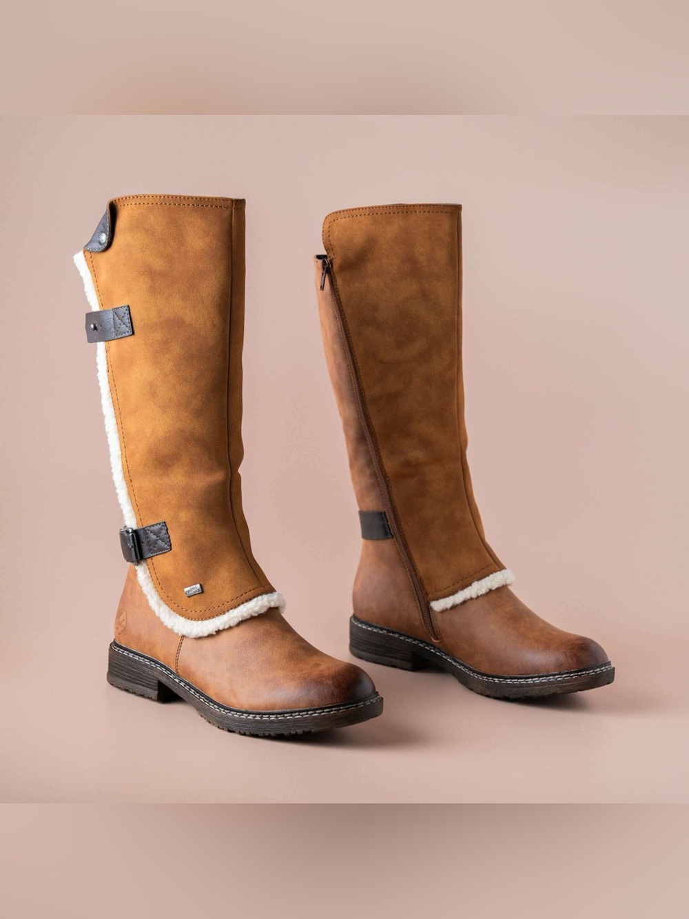 Rieker Dominika Tall Lined Winter Boots Women's US 8 EU 39 Wool Brown Warm High